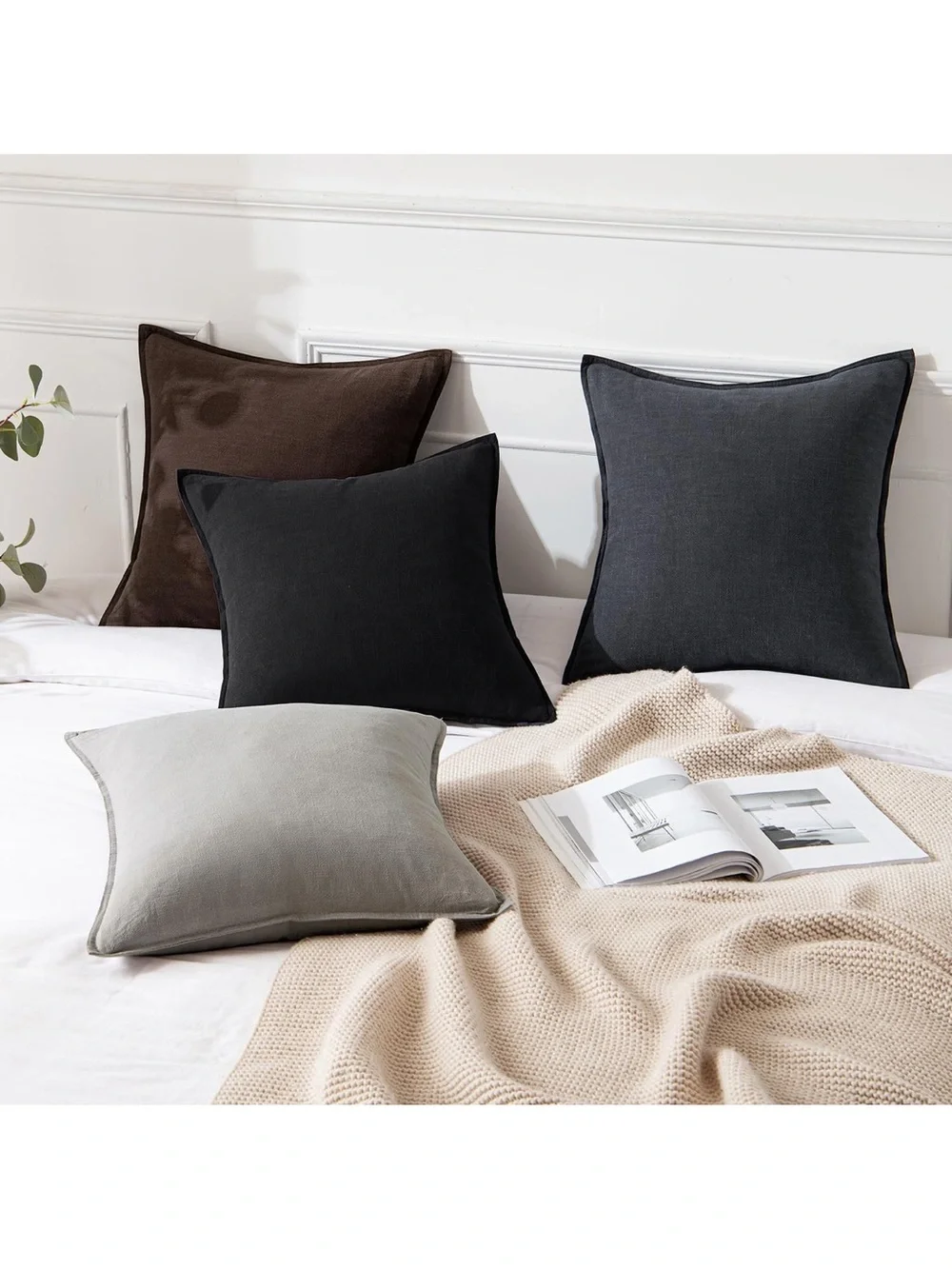 MIULEE Decorative Linen Euro Sham Pillow Covers 24x24 (2)-1066/bb8-1